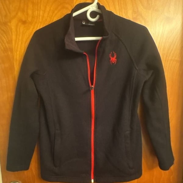 Spyder Full Zip Fleece Jacket Size L 14/16 Black Red