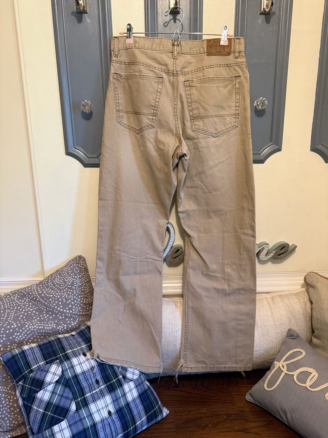 Old Navy Loose Jeans Size 32x32 Tan Duck Canvas Workwear 8