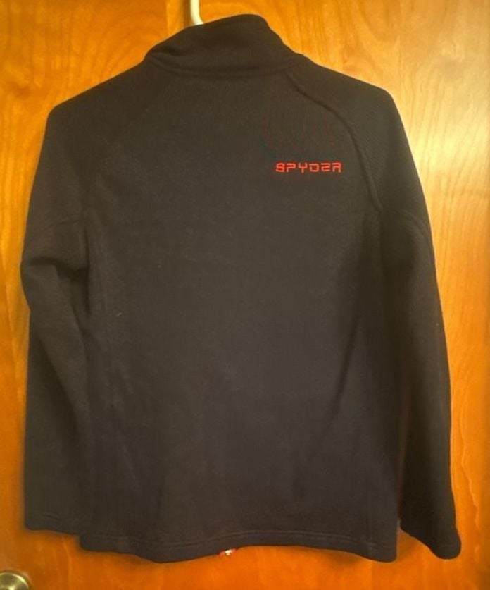 Spyder Full Zip Fleece Jacket Size L 14/16 Black Red 13