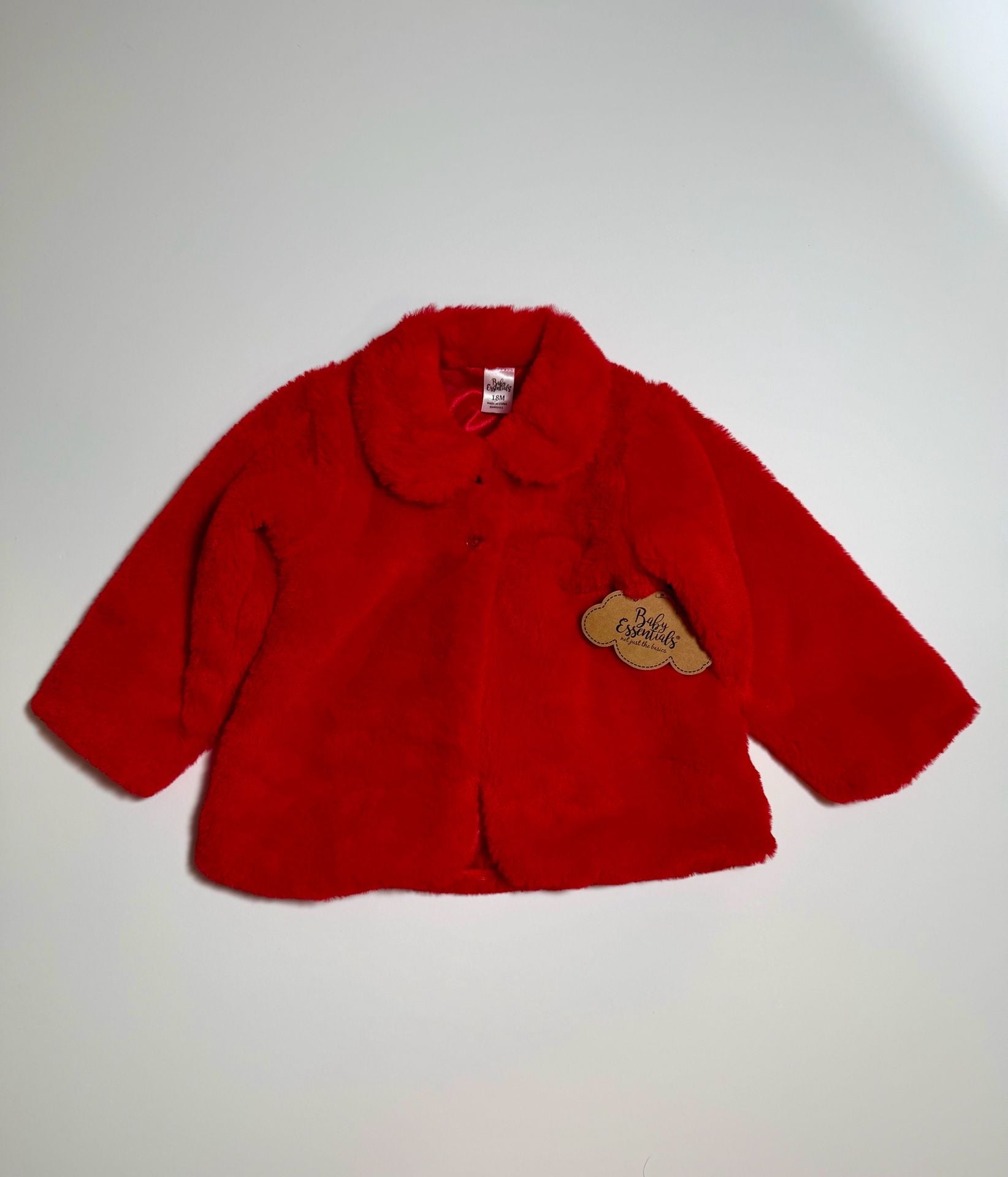 Baby Essentials Faux Fur Coat Size 18M Red Jacket 2