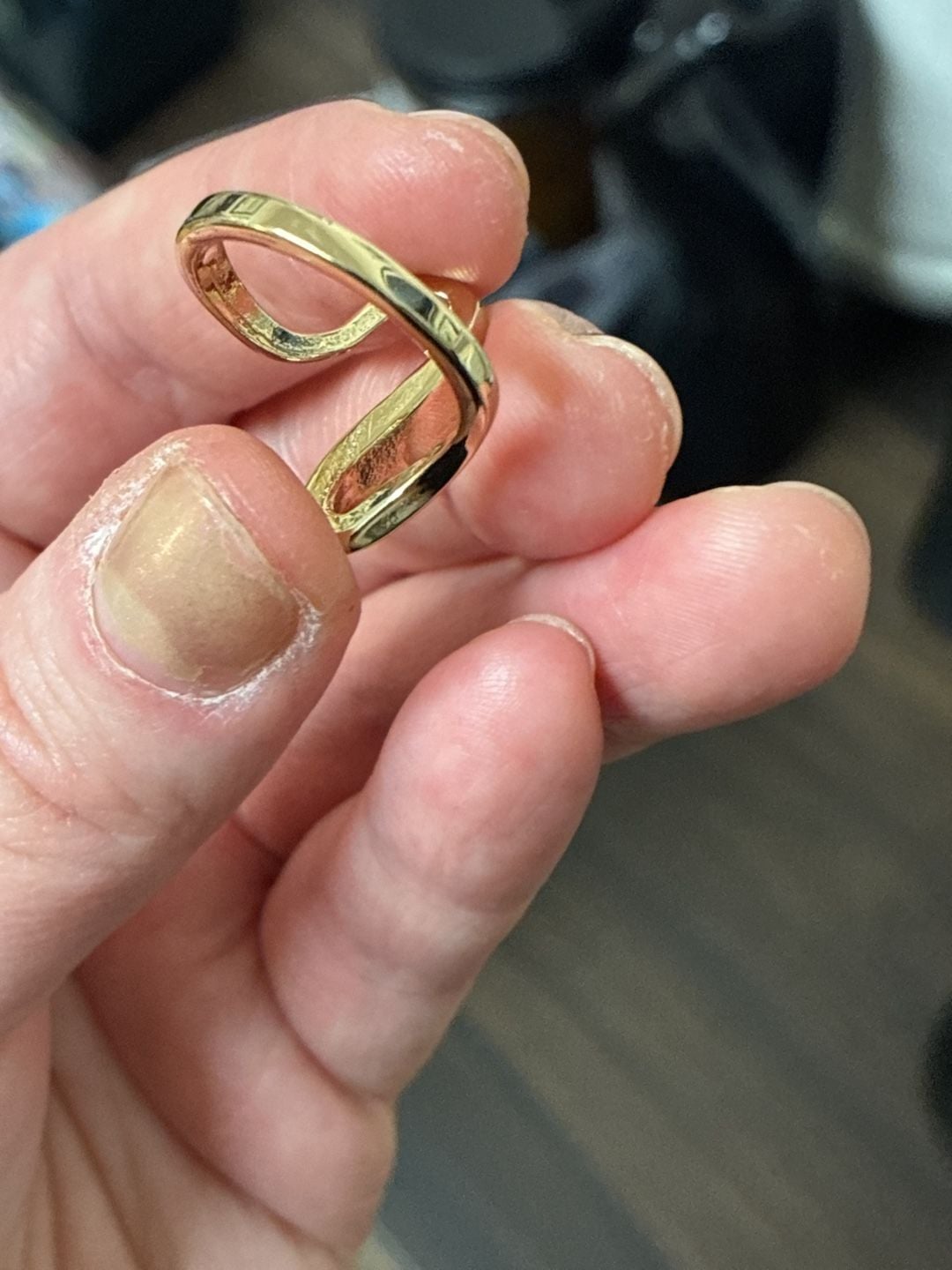 Vintage 1980s 18K Gold Electroplated Rhinestone Wavy Ring Size 7 7
