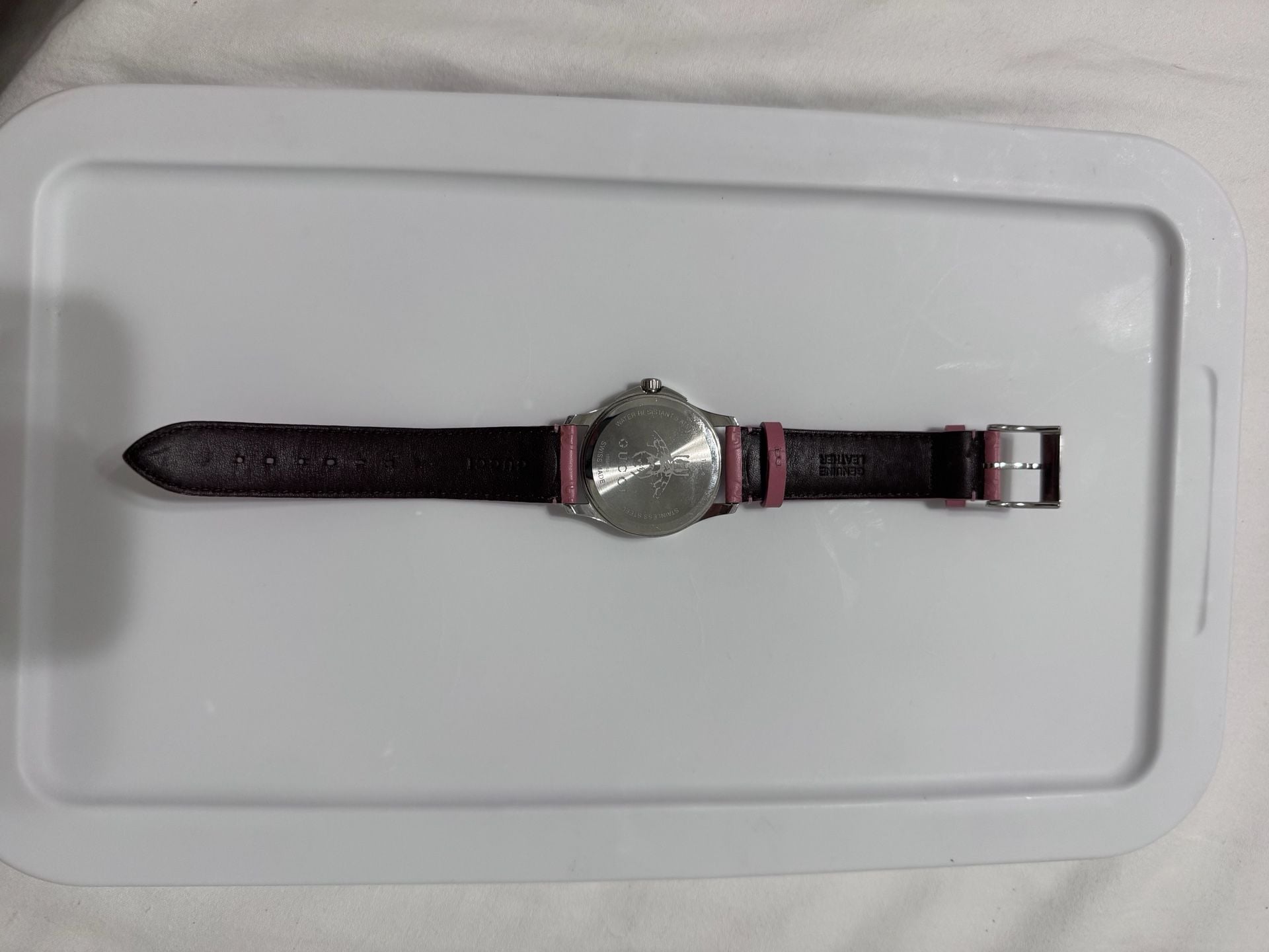 Gucci G-Timeless YA1264030 Pink Dial Leather Strap Watch 6