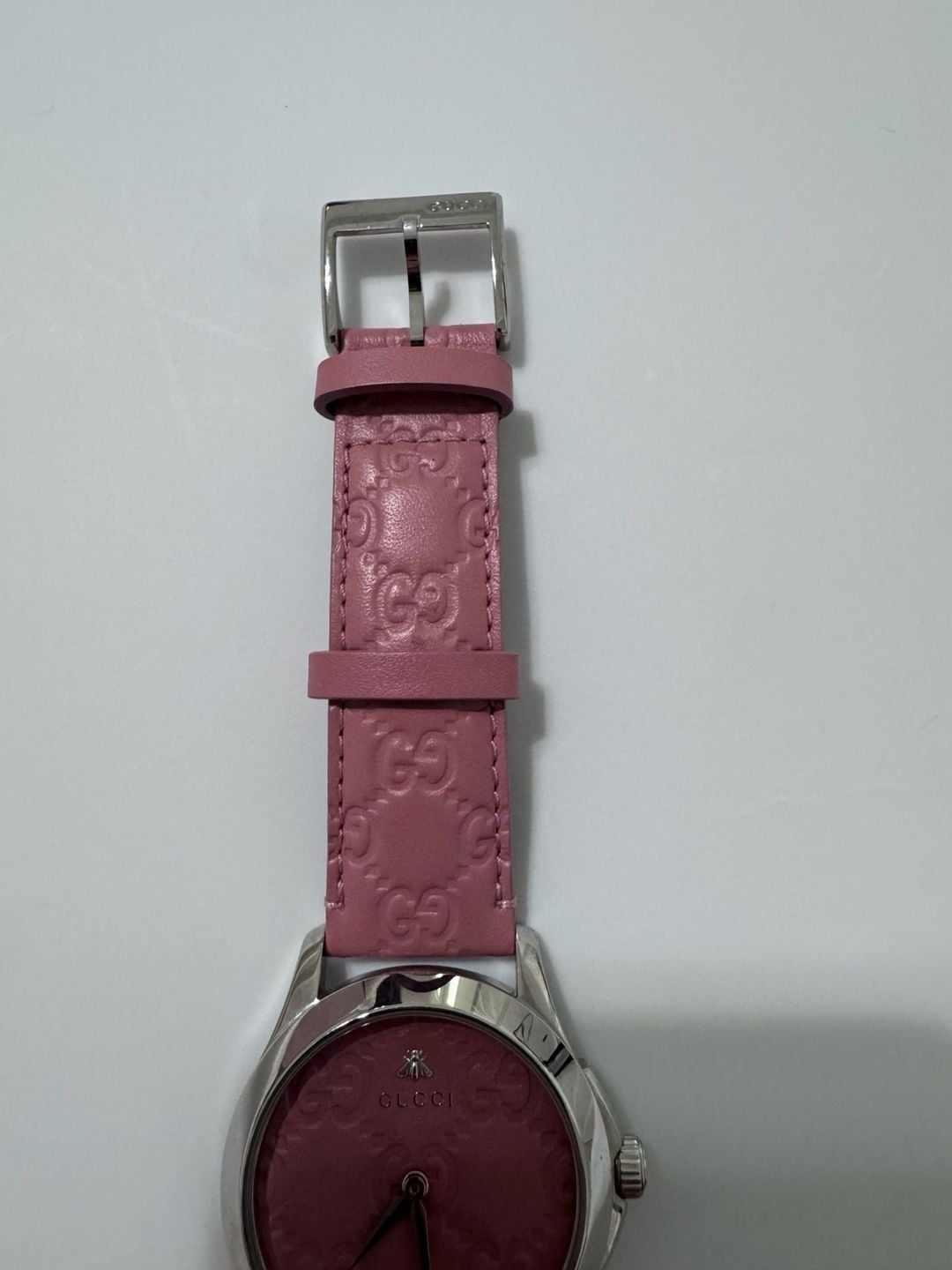Gucci G-Timeless YA1264030 Pink Dial Leather Strap Watch 9