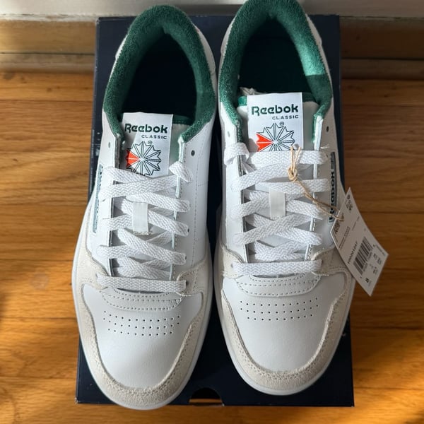 Reebok Phase Court Shoes Unisex Size 8 White Green 100201247 New