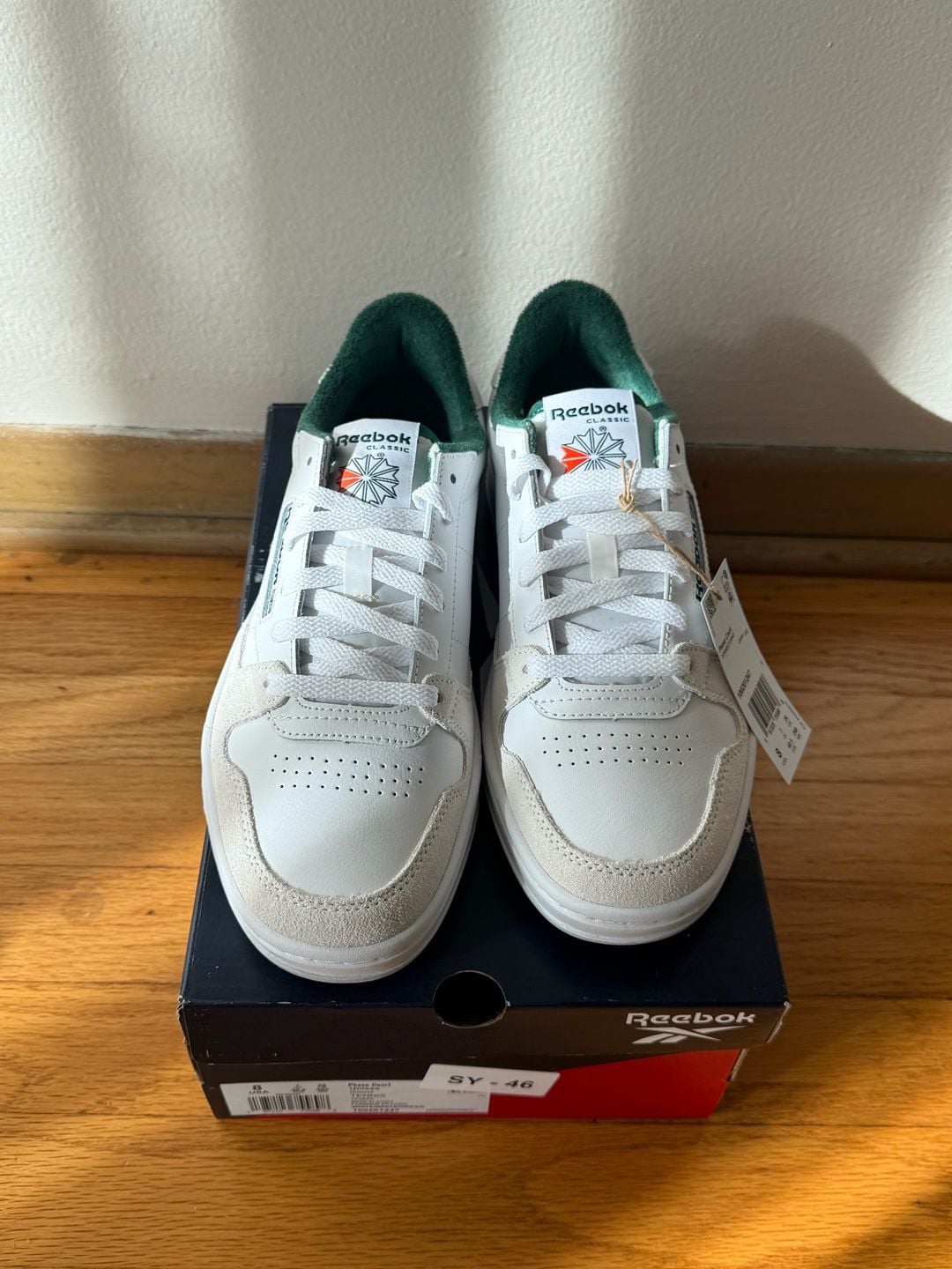 Reebok Phase Court Shoes Unisex Size 8 White Green 100201247 New 3