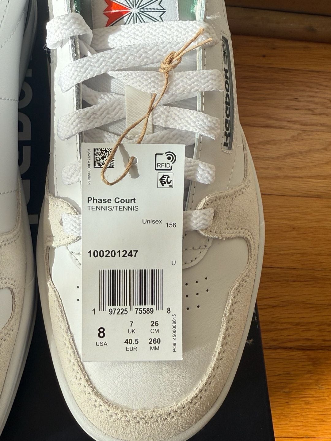 Reebok Phase Court Shoes Unisex Size 8 White Green 100201247 New 6