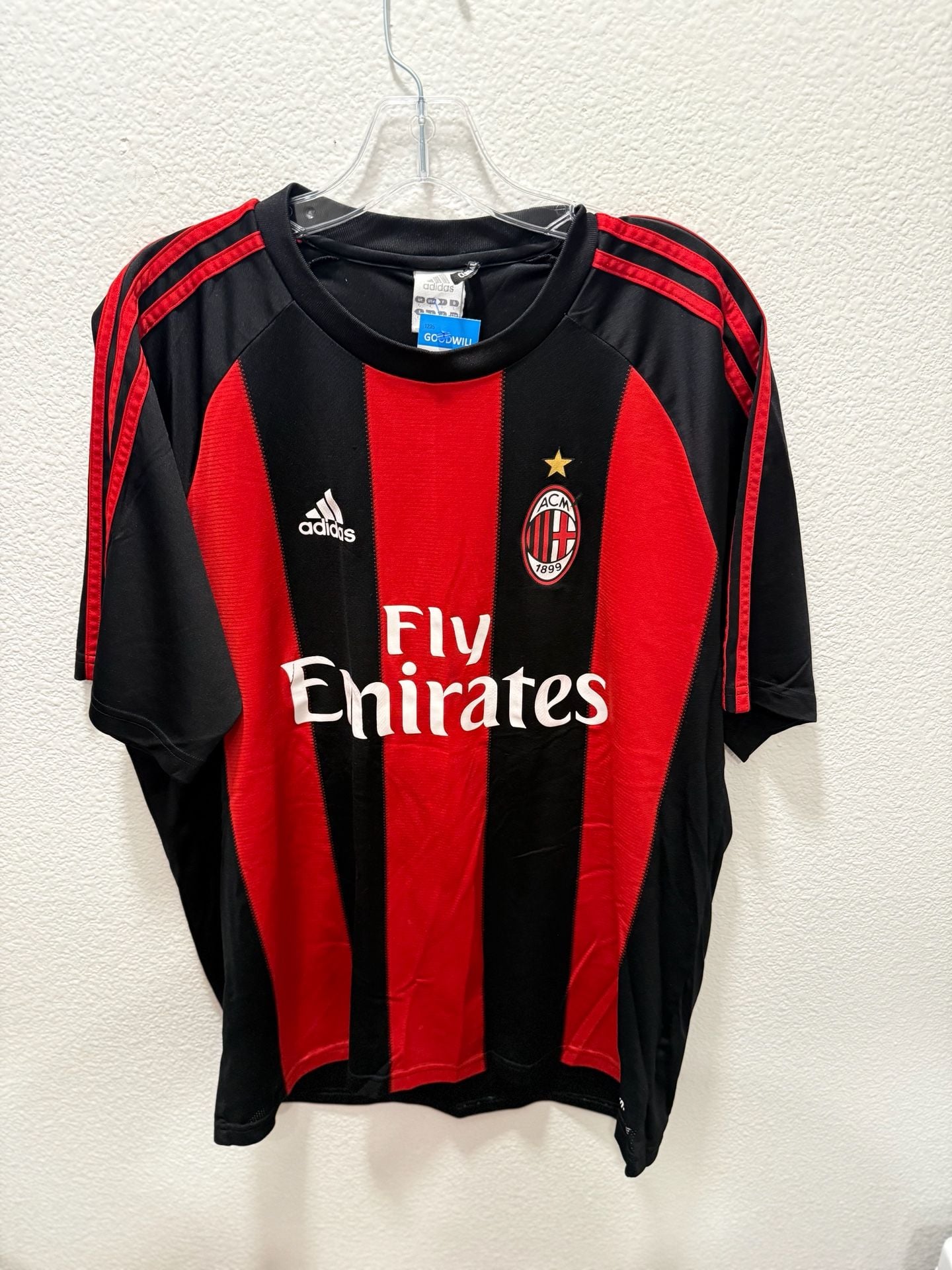 Adidas AC Milan 2010/2011 Home Jersey Size L Red Black Fly Emirates 2
