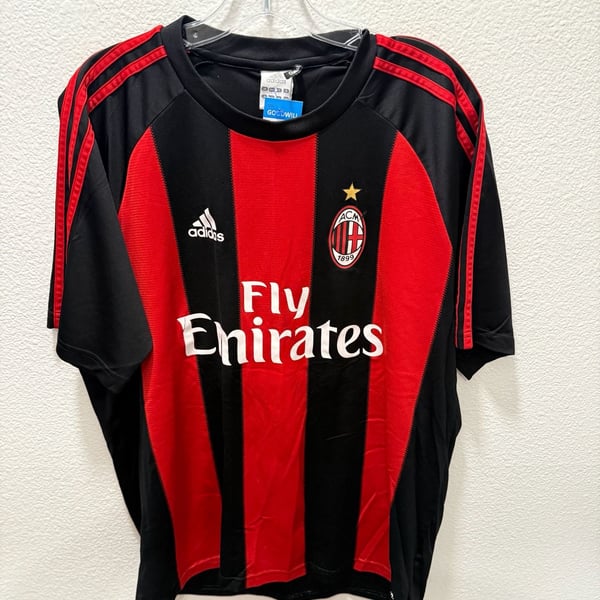 Adidas AC Milan 2010/2011 Home Jersey Size L Red Black Fly Emirates