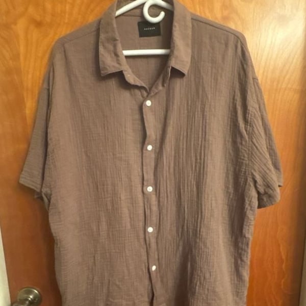 PacSun Cropped Boxy Camp Shirt Size L Brown