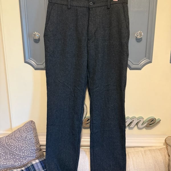 Old Navy Wool Blend Pants Size 31x30 Dark Gray Tweed