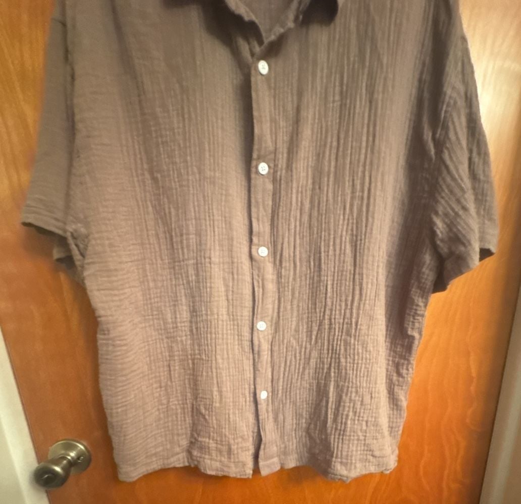 PacSun Cropped Boxy Camp Shirt Size L Brown 8