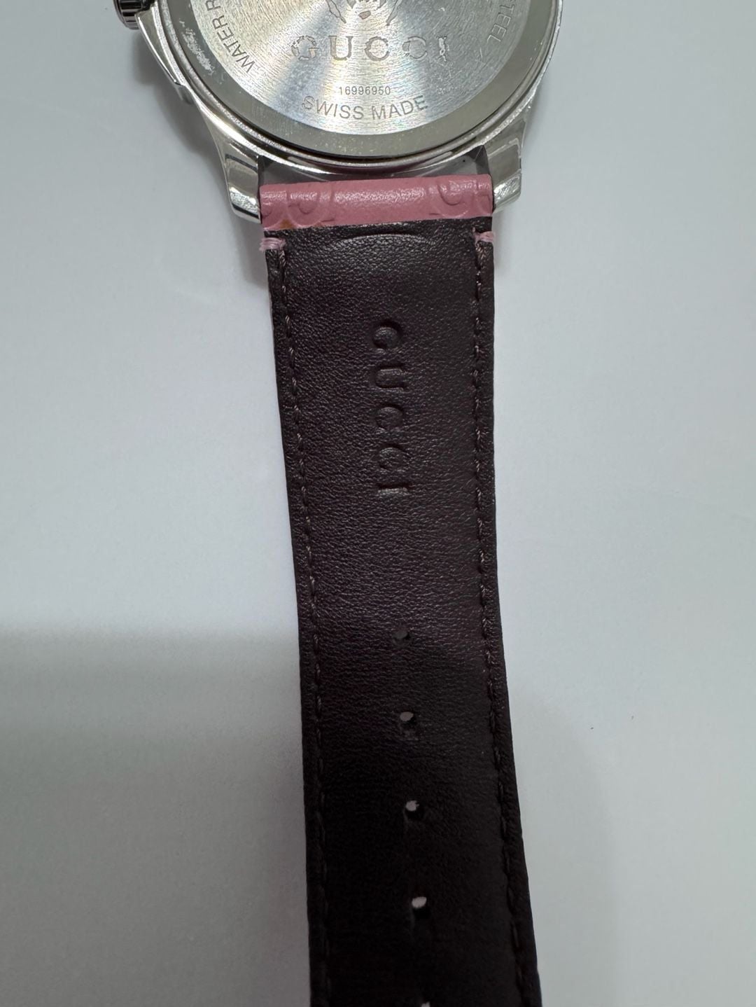 Gucci G-Timeless YA1264030 Pink Dial Leather Strap Watch 4