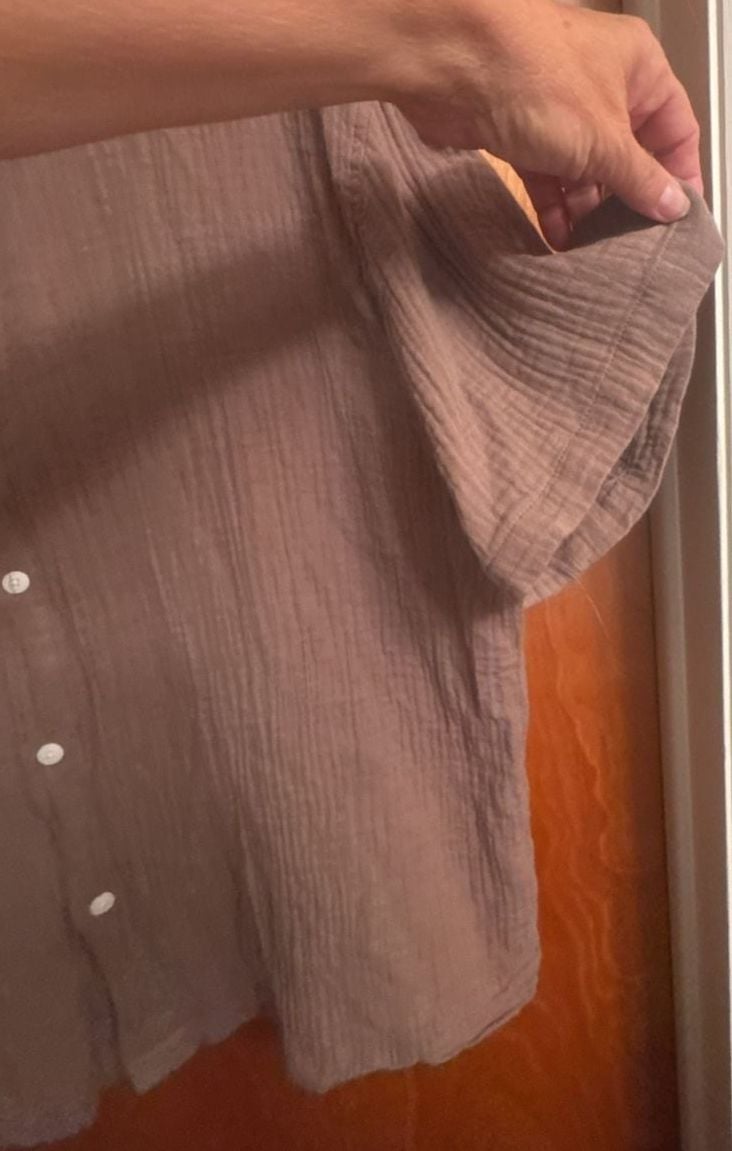 PacSun Cropped Boxy Camp Shirt Size L Brown 7