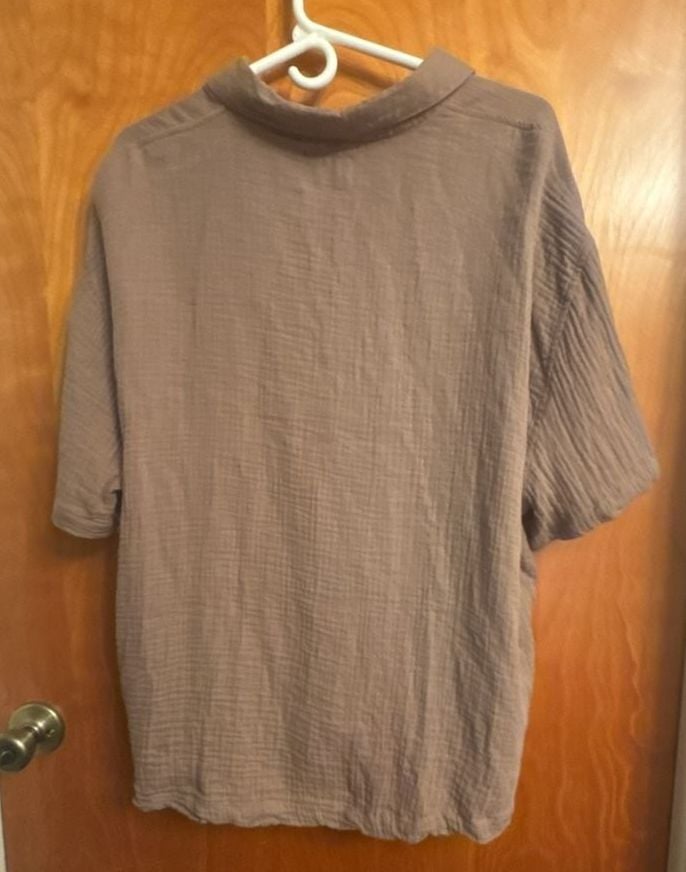 PacSun Cropped Boxy Camp Shirt Size L Brown 9