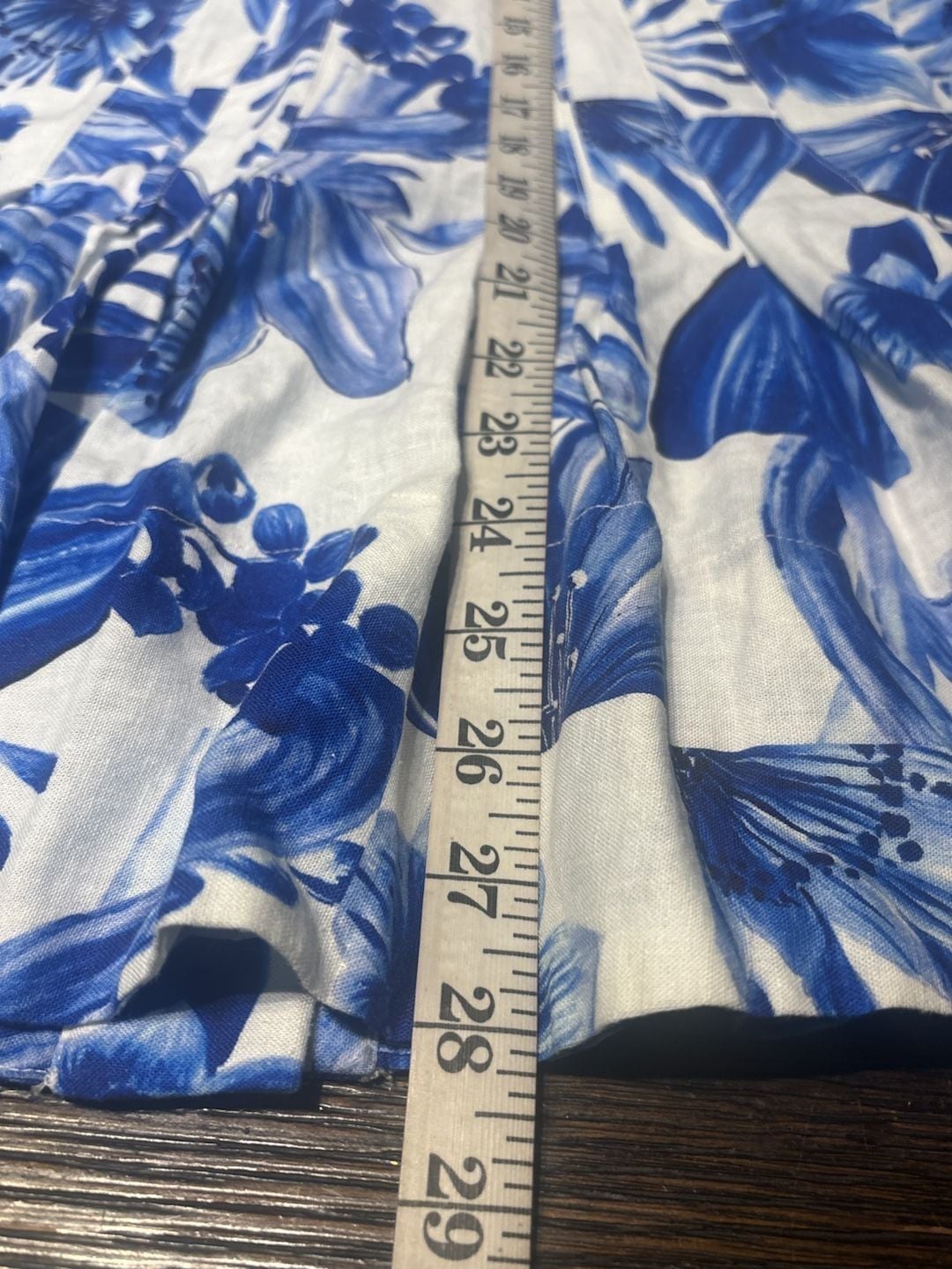 Farm Rio Blue White Floral Mini Dress Puff Sleeve Button Front XXS 15