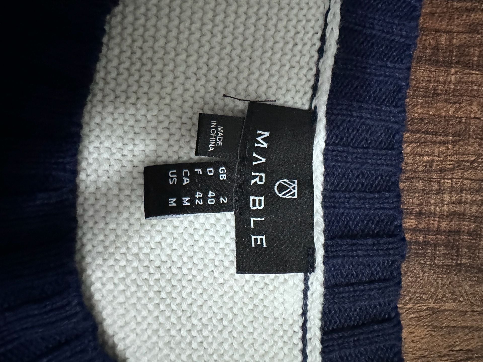 Marble Striped Sweater Size M Blue White Green Cotton Knit Crewneck 4