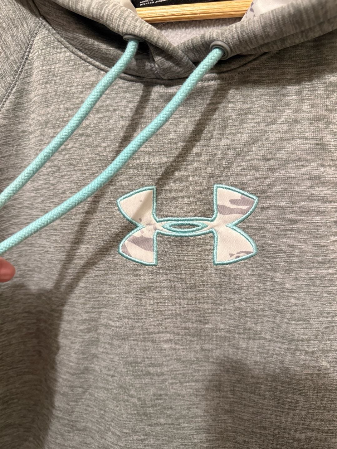 Under Armour ColdGear Hoodie Size Large Gray Camo Pullover 3