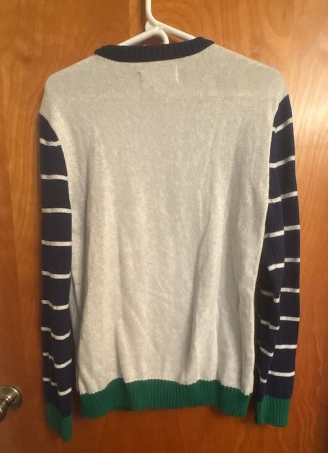 Ugly Christmas Sweater Elf Size M Striped Sleeves 8