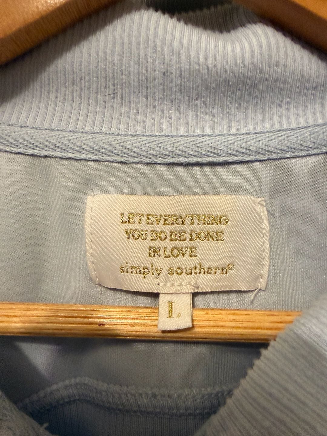 Simply Southern Pullover Size L Light Blue Quarter Zip Cropped Sweatshirt 3