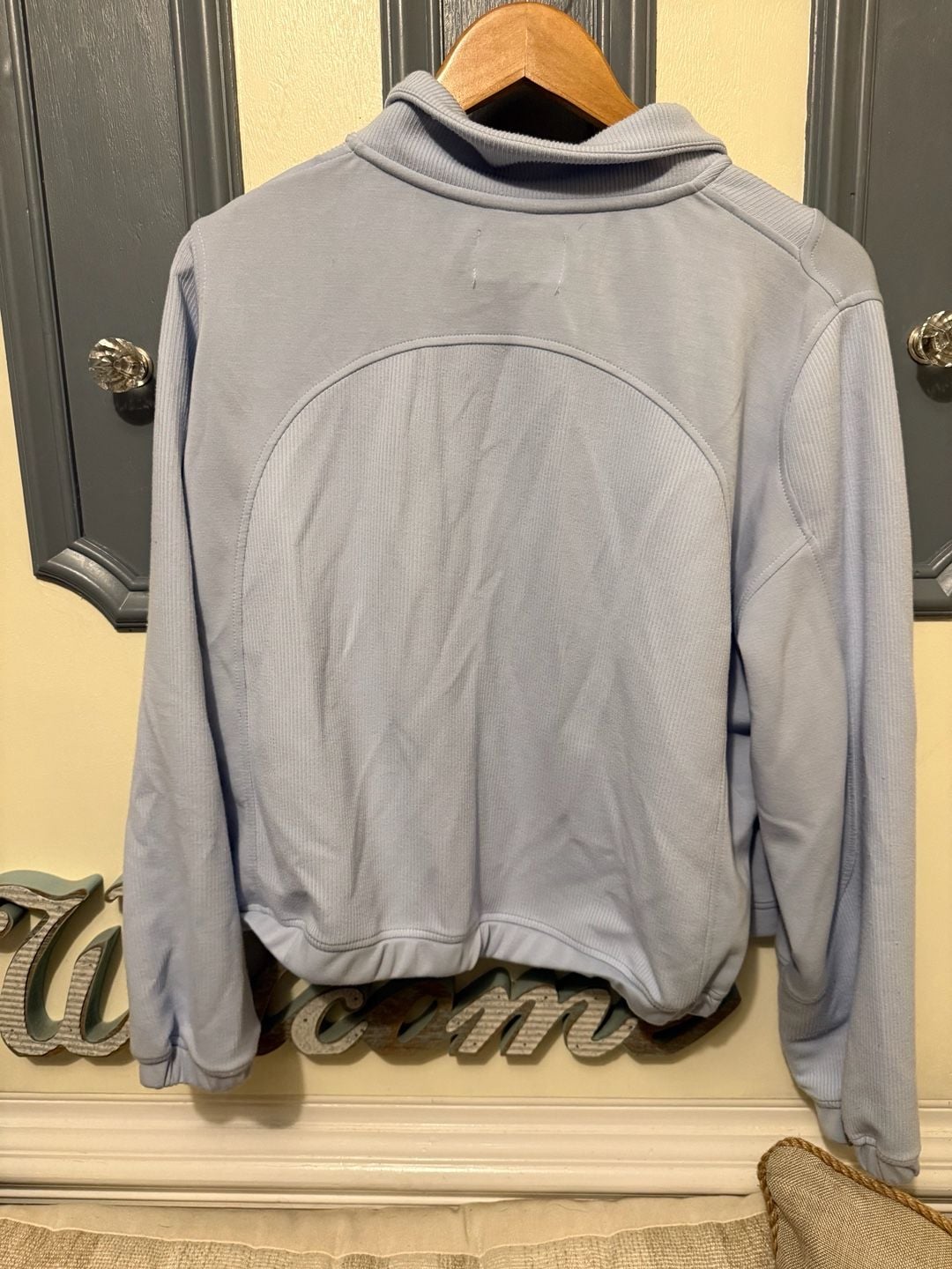 Simply Southern Pullover Size L Light Blue Quarter Zip Cropped Sweatshirt 4
