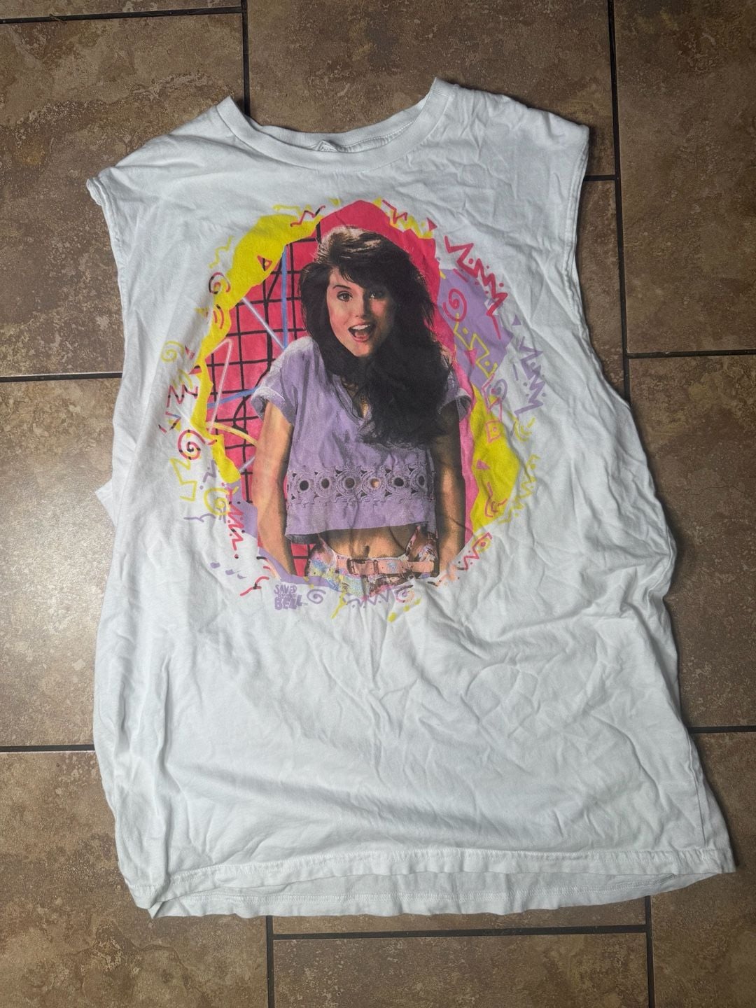 Ripple Junction Saved By The Bell Kelly Kapowski Size L White Sleeveless T-Shirt 2