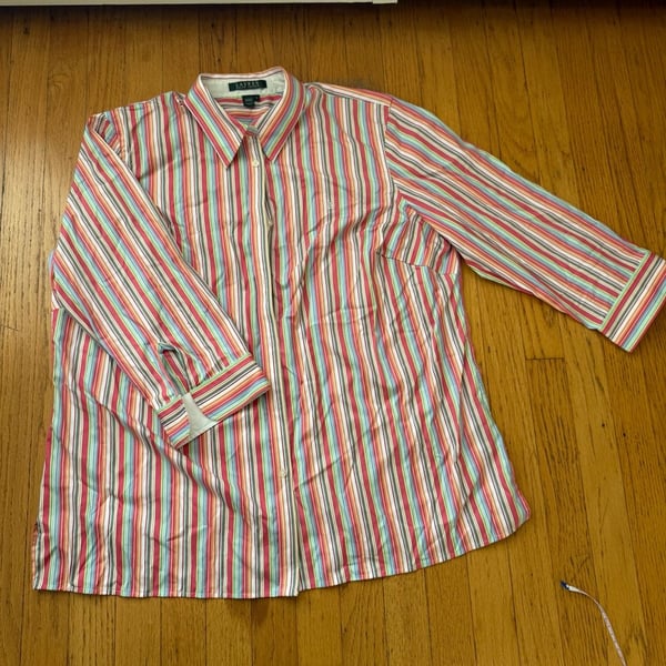 Lauren Ralph Lauren Striped Button-Down Shirt Size 1X Pink