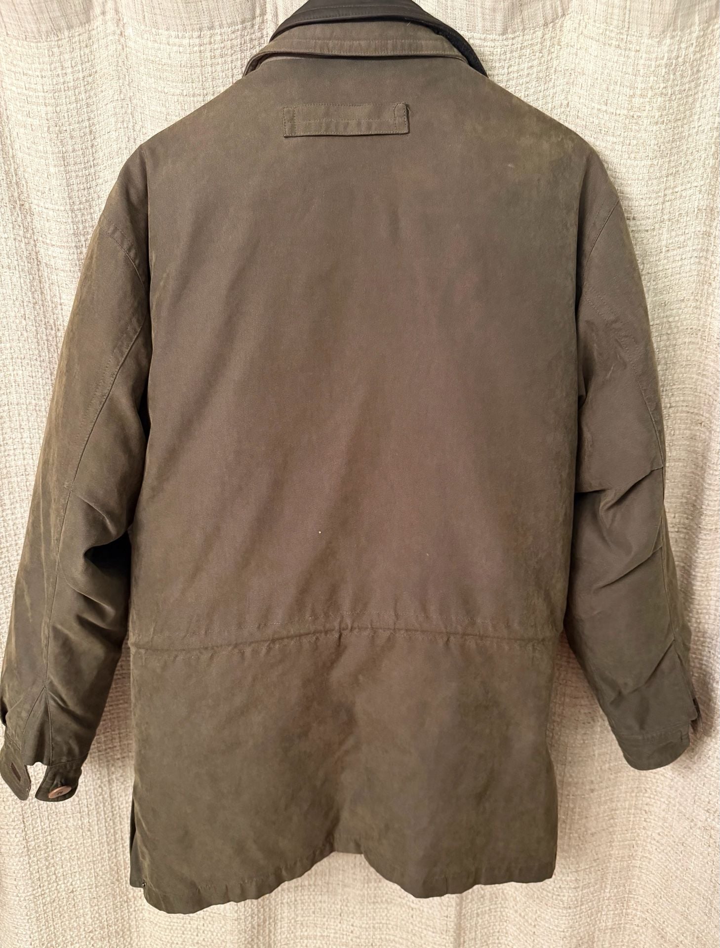 Rainforest Jacket Size S Down Fill zip out liner and removable Leather Collar Olive Green 3