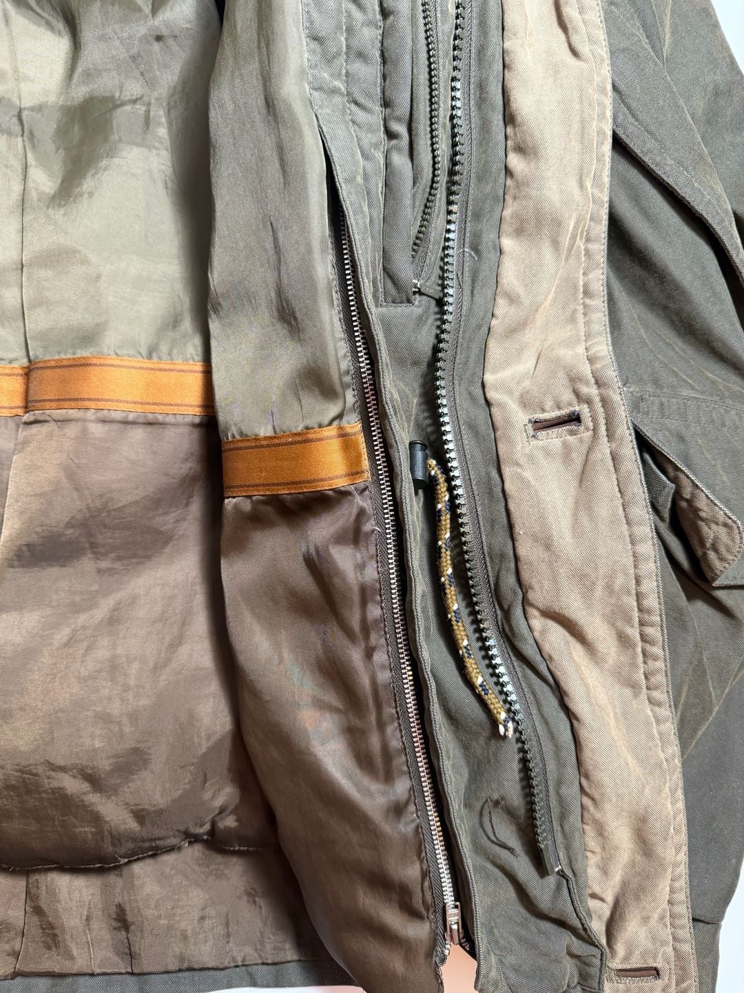 Rainforest Jacket Size S Down Fill zip out liner and removable Leather Collar Olive Green 8