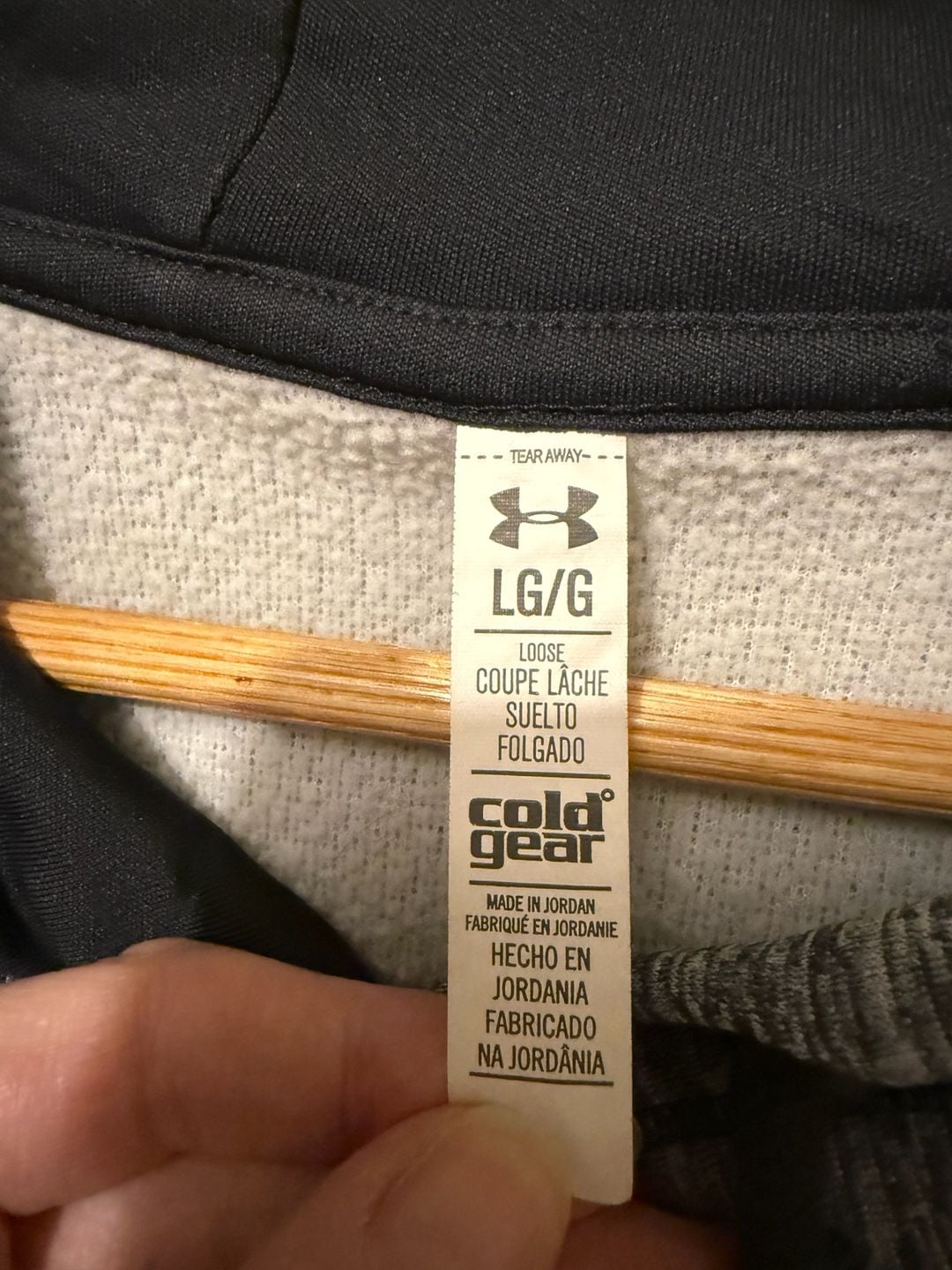 Under Armour ColdGear Hoodie Size LG/G Gray Purple Fleece Pullover 3