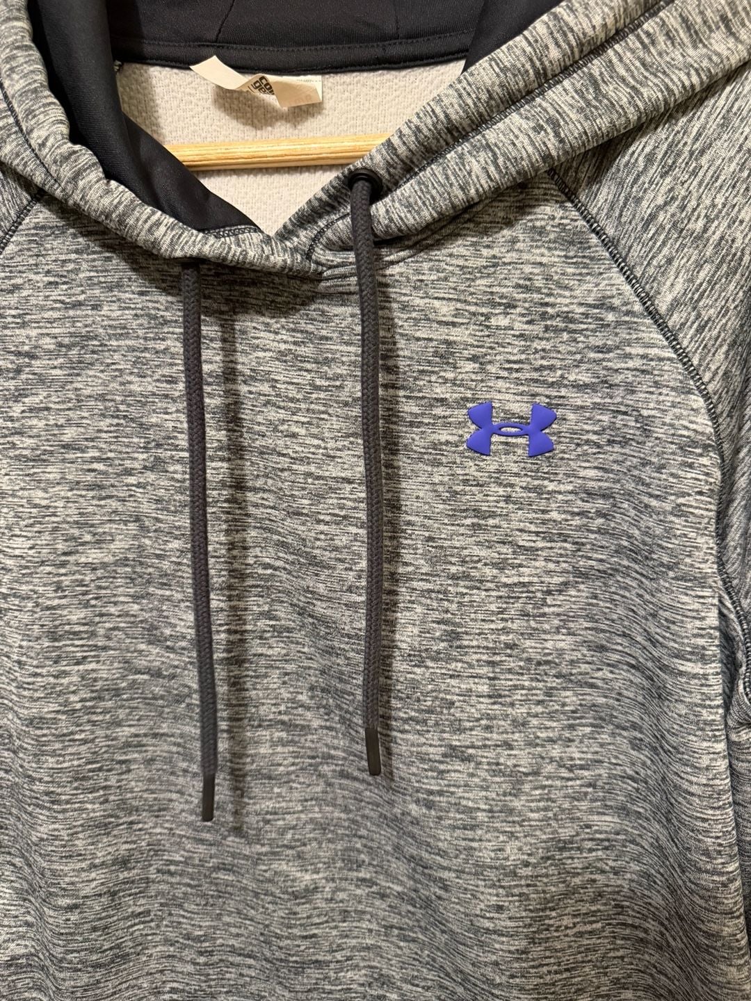 Under Armour ColdGear Hoodie Size LG/G Gray Purple Fleece Pullover 4
