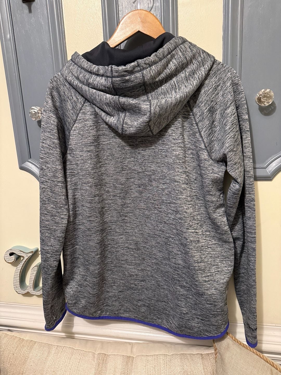 Under Armour ColdGear Hoodie Size LG/G Gray Purple Fleece Pullover 5