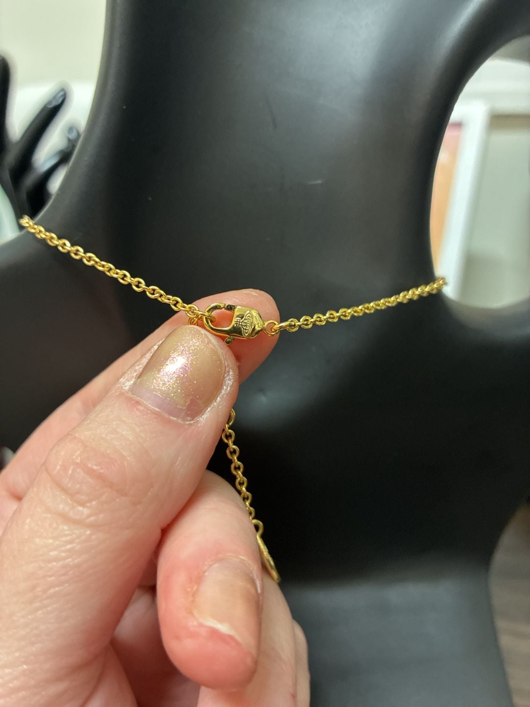 Vivienne Westwood Lucrece Orb Pendant Safety Pin Necklace Gold Crystal 6