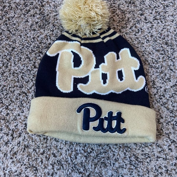 New Era Pittsburgh Panthers Beanie Pom Winter Hat Blue Gold