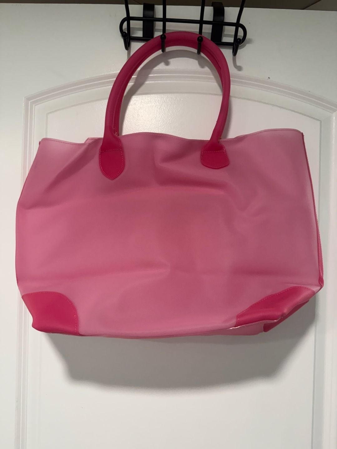 Victoria’s Secret 2007 Y2K Pink Rubber Jelly Open Tote Bag Pouch 4