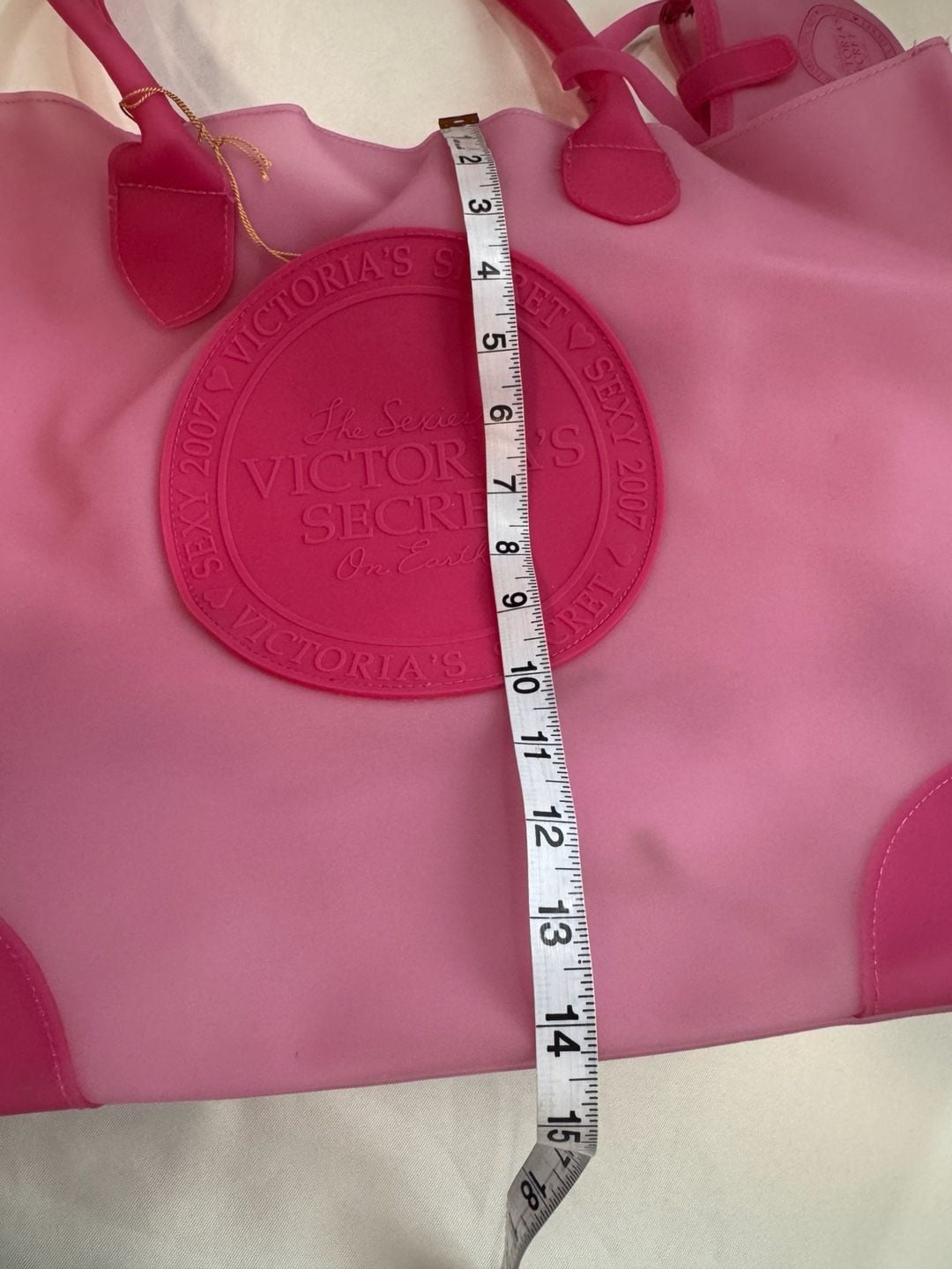 Victoria’s Secret 2007 Y2K Pink Rubber Jelly Open Tote Bag Pouch 11