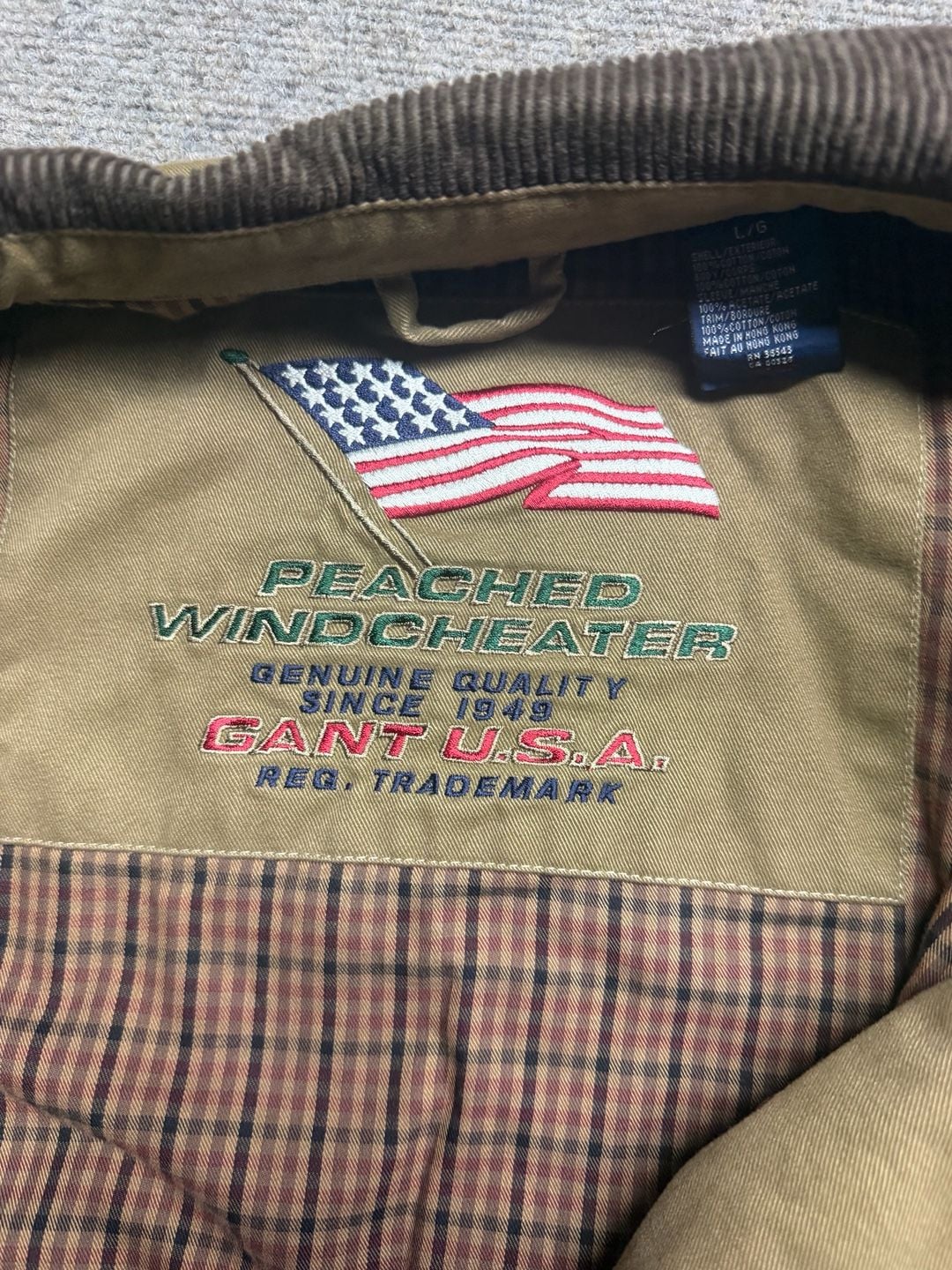 Gant Harrington Windbreaker Jacket Windcheater Size L Tan Jacket Corduroy 5