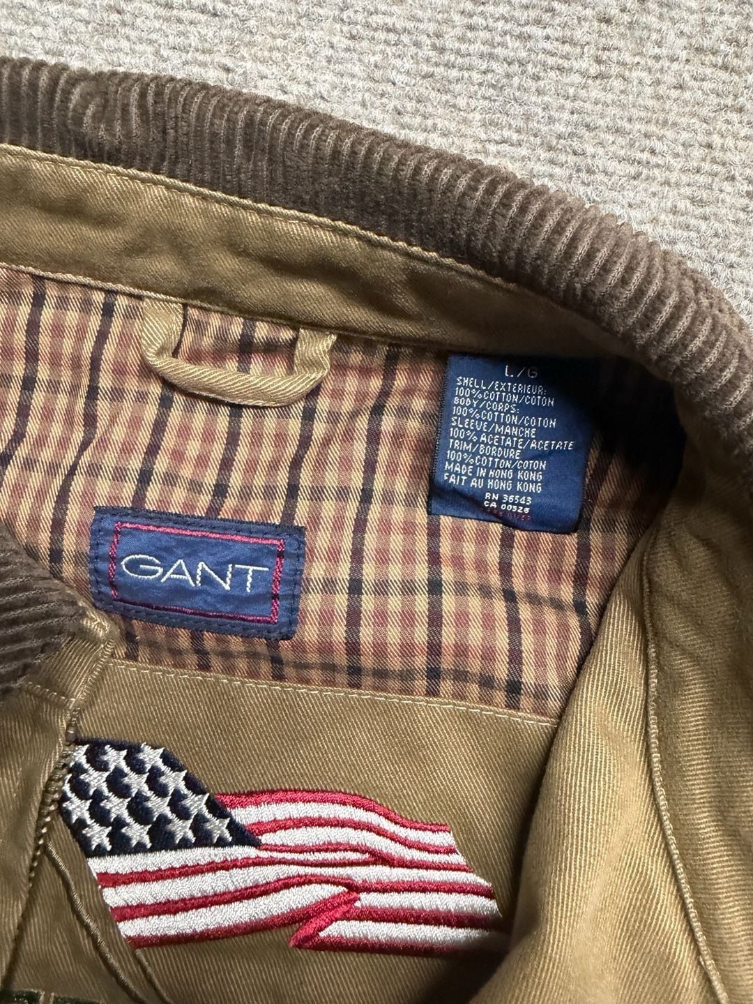 Gant Harrington Windbreaker Jacket Windcheater Size L Tan Jacket Corduroy 4