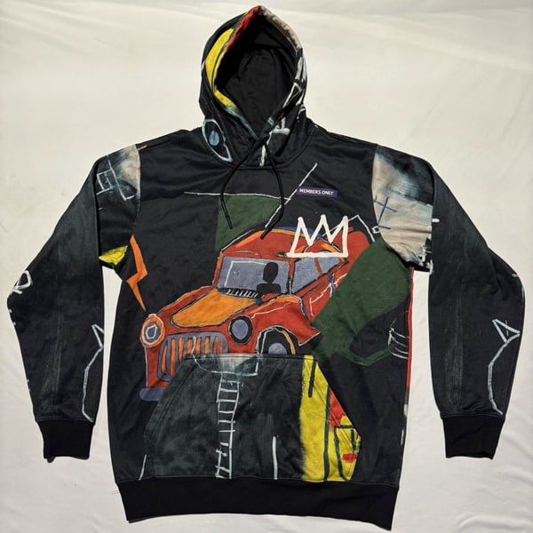Members Only x Jean-Michel Basquiat Motor Area Hoodie Mens Small All Over Art