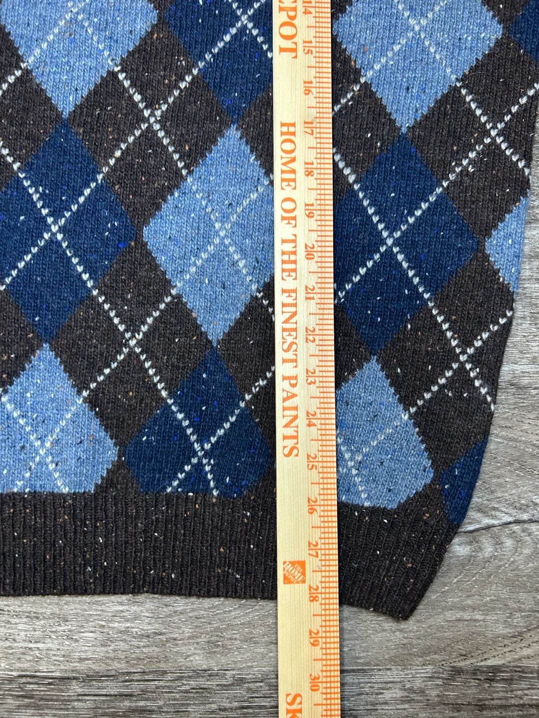 Jos. A. Bank 1905 Argyle V-Neck Sweater Size XL Brown Wool Blend Preppy 6