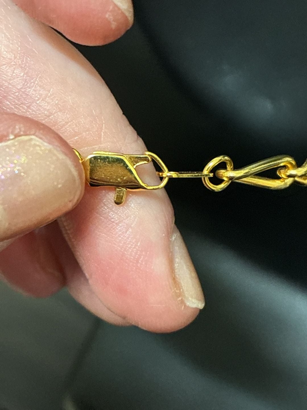 Vintage 90s Figaro Link Chain Necklace 24K Gold Plated 5
