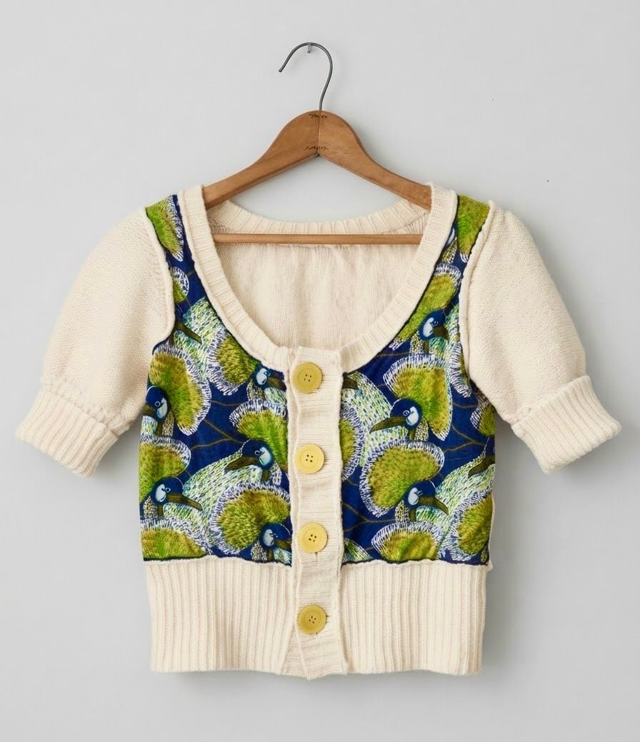 Anthropologie Knitted Short Sleeve Cardigan Sweater 2