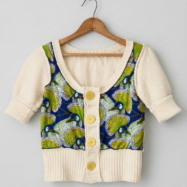 Anthropologie Knitted Short Sleeve Cardigan Sweater