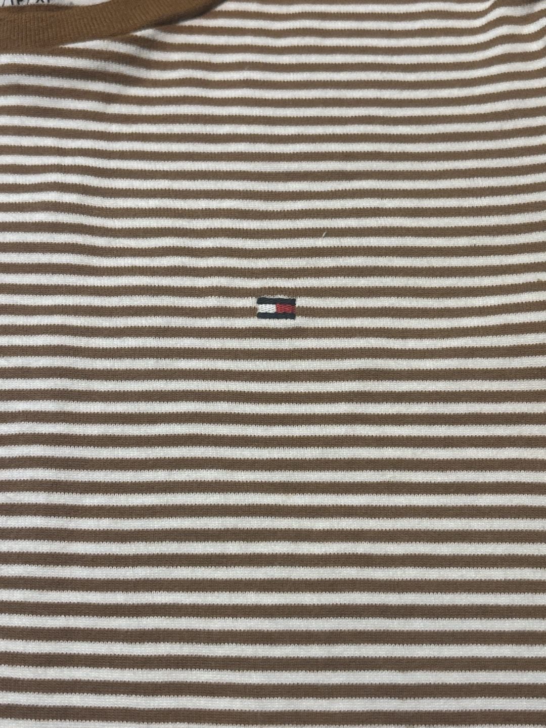 Tommy Hilfiger Striped Favorite T-Shirt Size XS Brown White 3