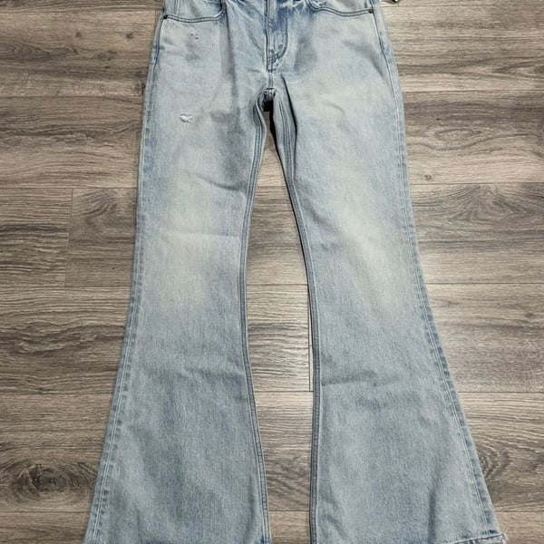 Celine Flare Jeans in Broken Twill Light Wash Blue