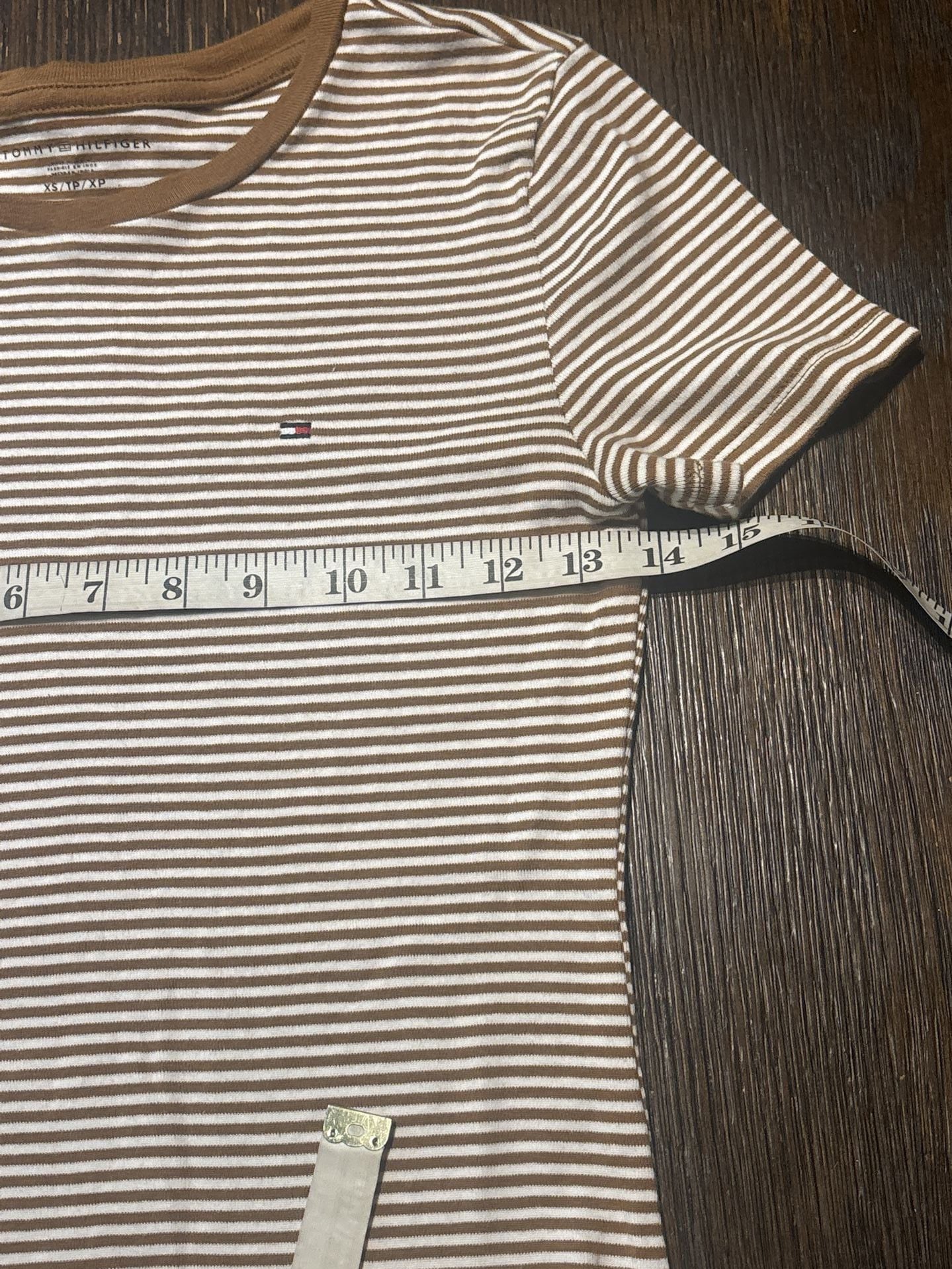 Tommy Hilfiger Striped Favorite T-Shirt Size XS Brown White 5