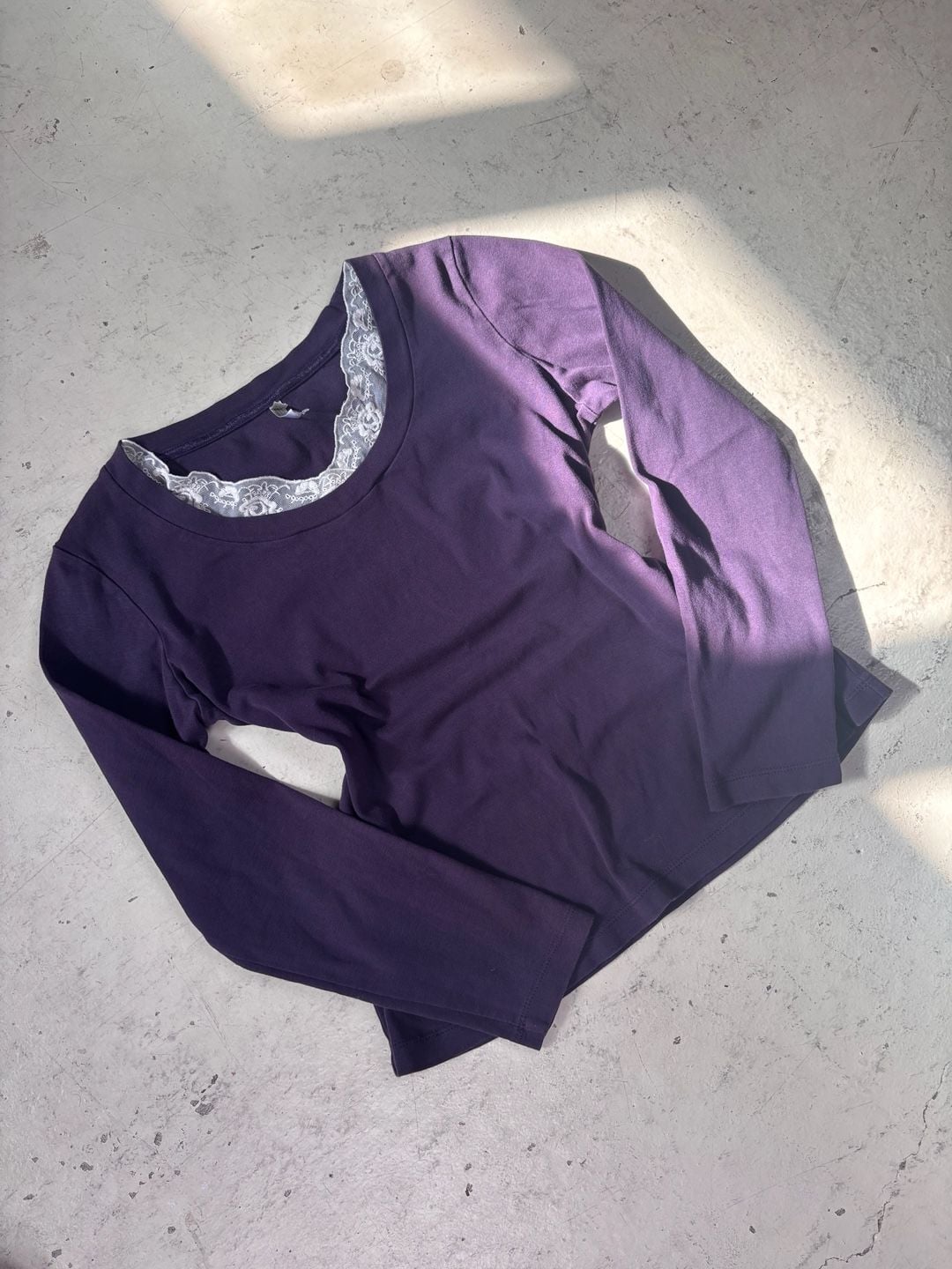 White Stag Long Sleeve Shirt Size M Purple Lace Trim 2