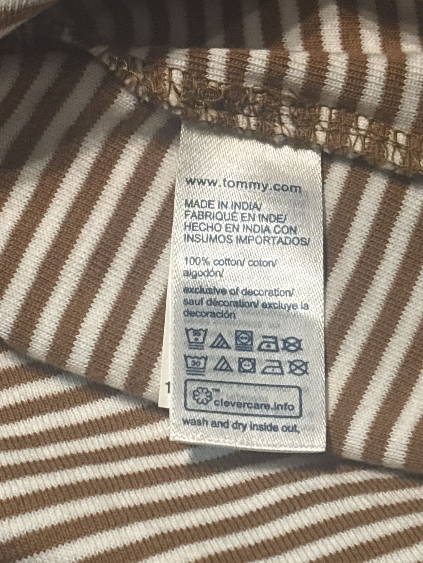 Tommy Hilfiger Striped Favorite T-Shirt Size XS Brown White 6