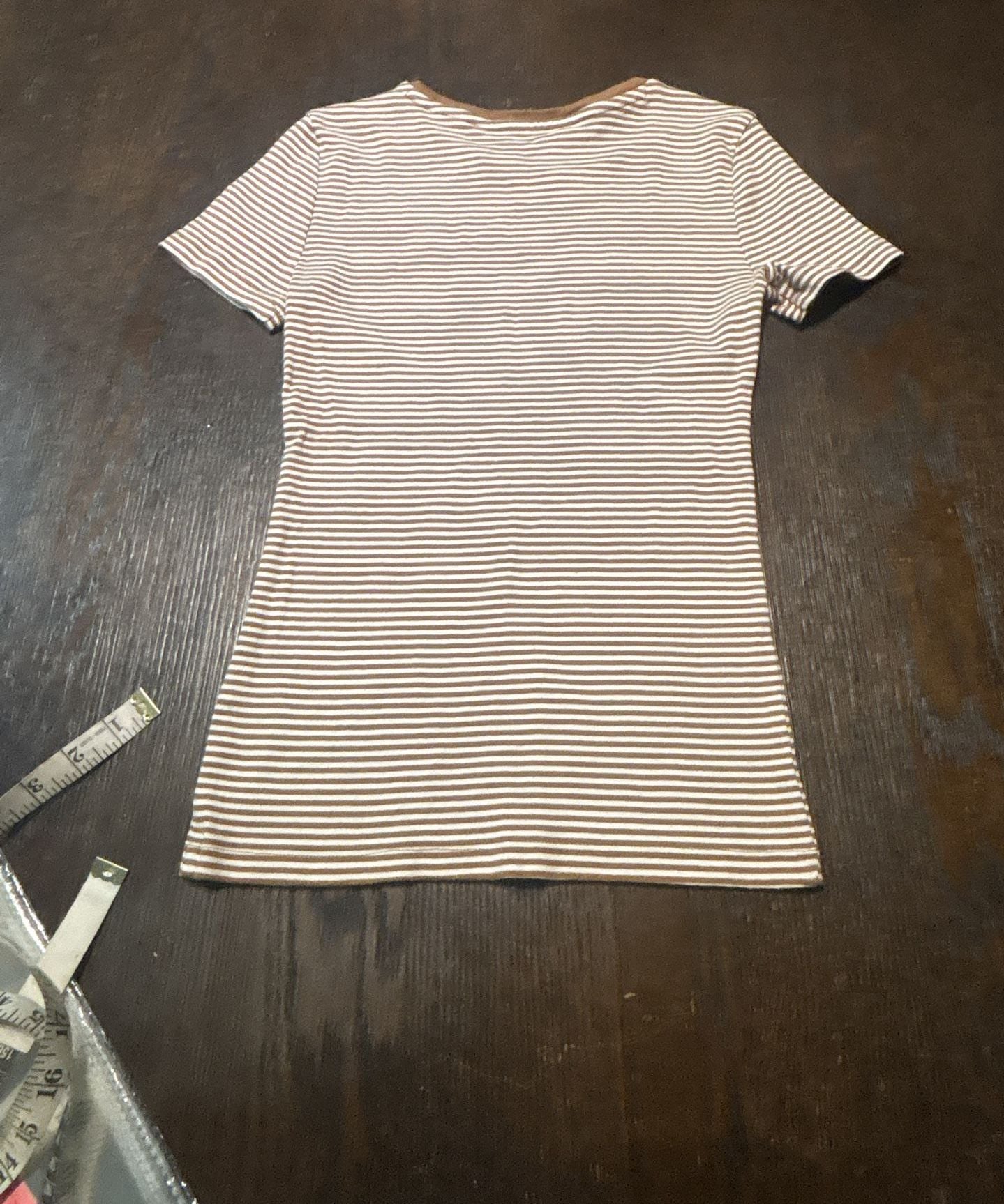 Tommy Hilfiger Striped Favorite T-Shirt Size XS Brown White 7