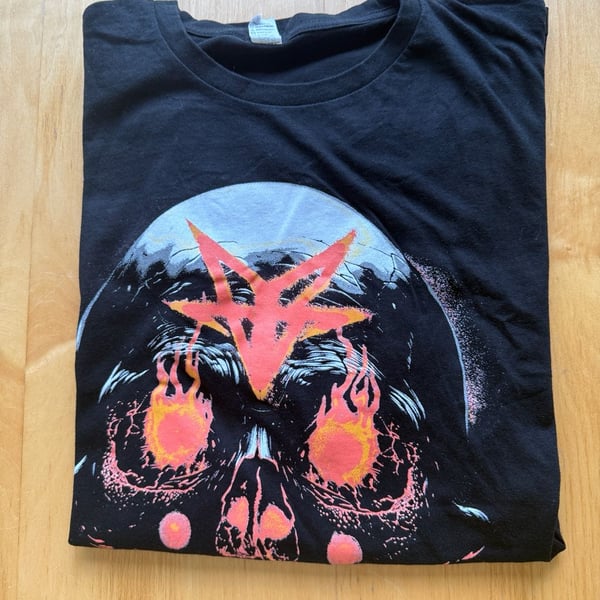 Cotton Heritage Skull Pentagram Graphic T-Shirt Size XL Black
