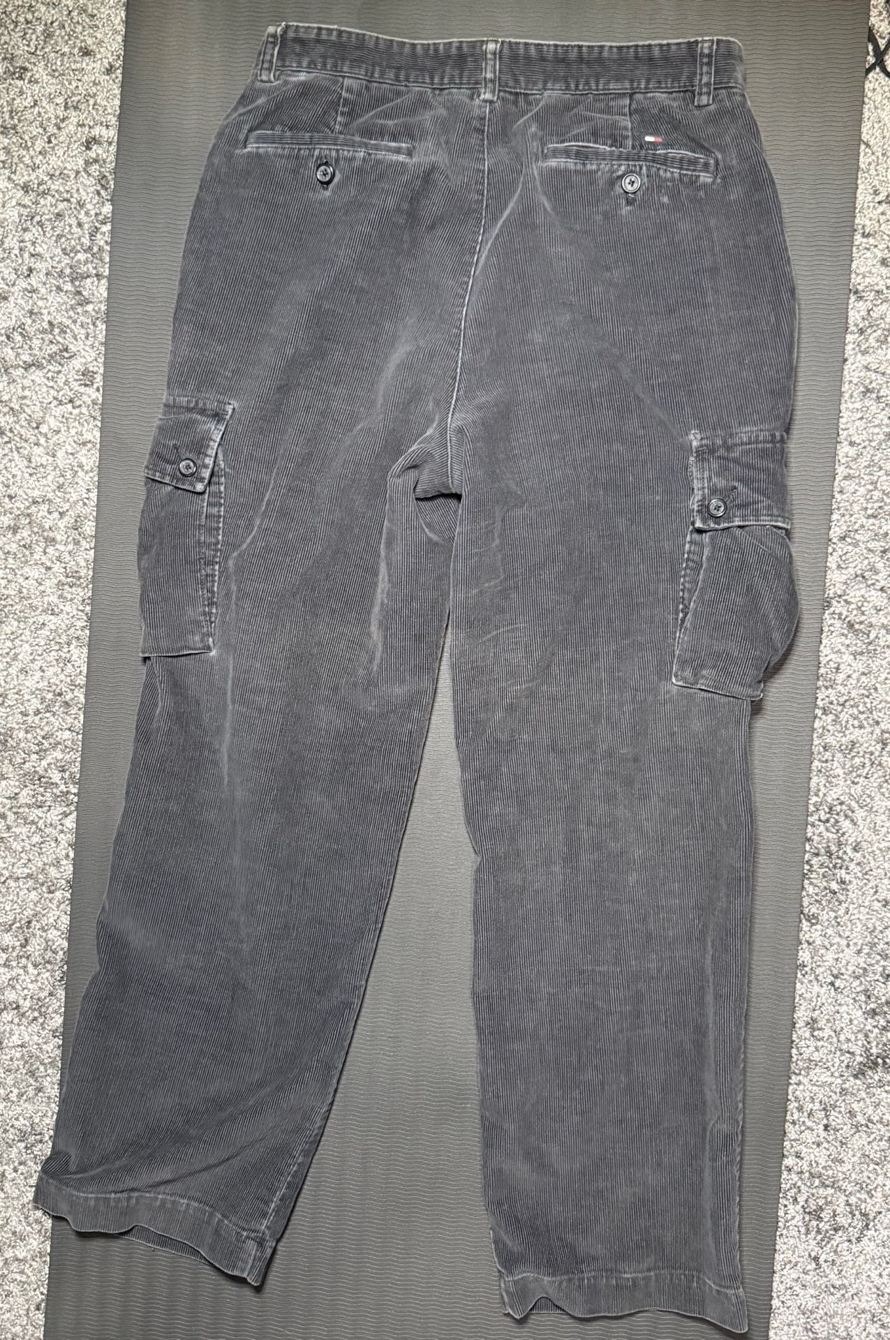Tommy Hilfiger Cargo Pants Size 32/30 Gray Corduroy Utility 7